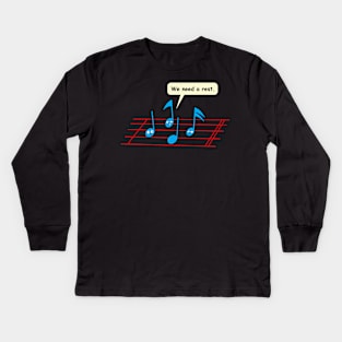 Funny Music Notes Staff Original Musician Clever Cartoon Gift For Musicians And Music Teacher Kids Long Sleeve T-Shirt
